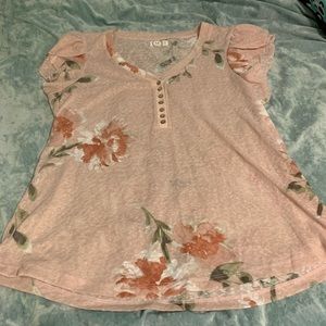 Women’s top xxlarge- pink with flowers Maurice’s